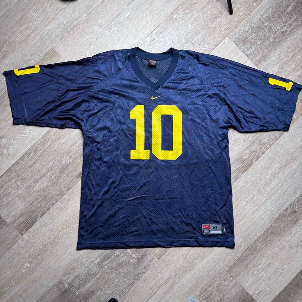 Vintage Nike Michigan Wolverines #10 Tom Brady College Football Jersey Size XL